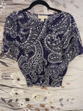 Michael Kors Purple and White Paisley Blouse